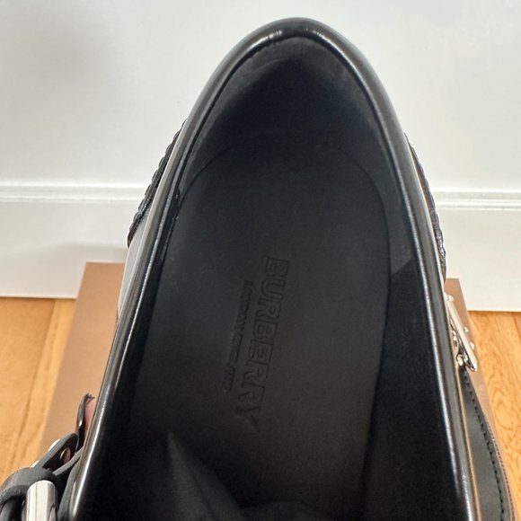 Burberry Marita Loafers Black Buffed Leather Silver Buckle Strap Sz 39 NWB main image 7